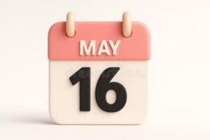 calendario con data 16 maggio evidenziata
