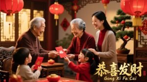 famiglia felice con anziano e assegni paper