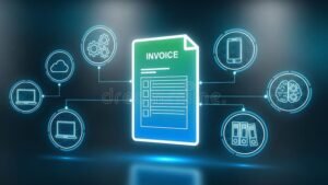 fatture elettroniche digitali con simboli tecnologici