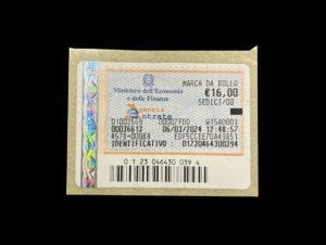 marca da bollo su documento ufficiale italiano