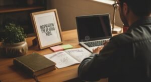 persona che scrive preventivo con laptop