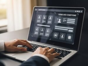 persona che utilizza computer per servizi online